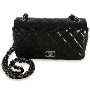 Chanel Black Quilted Patent Mini Rectangular Flap Bag